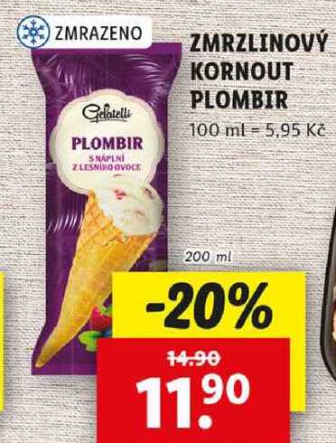 ZMRZLINOVÝ KORNOUT PLOMBIR, 200 ml