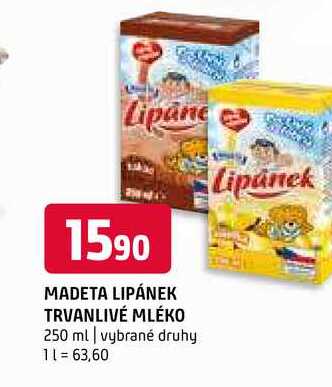 Madeta lipánek trvanlivé mléko 250 ml vybrané druhy 