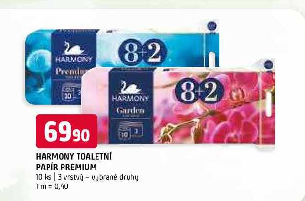 Harmony toaletní papír 3 vrstvy 10 rolí, vybrané druhy