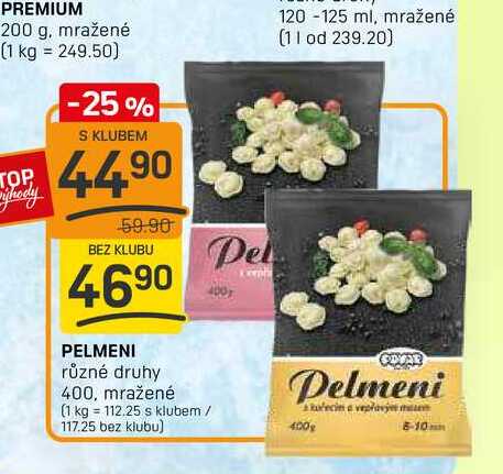 PELMENI různé druhy 400, mražené