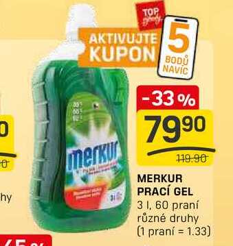 MERKUR PRACÍ GEL 31. 60 praní různé druhy 
