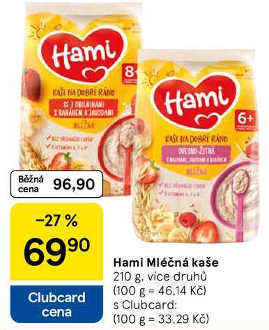 Hami Mléčná kaše, 210 g, více druhů 