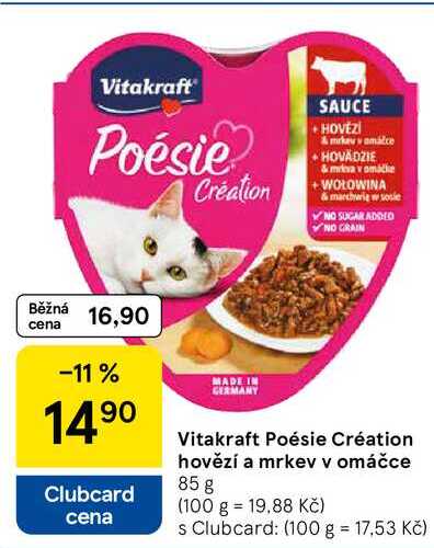 Vitakraft Poésie Création hovězí a mrkev v omáčce, 85 g  