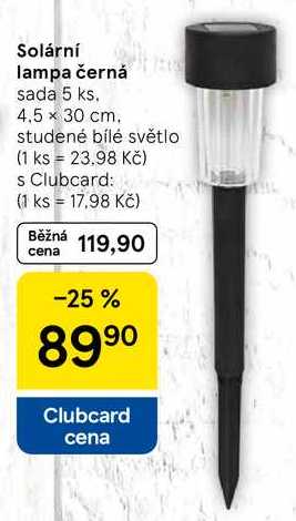 Solární lampa černá sada, 5 ks, 4.5 x 30 cm 