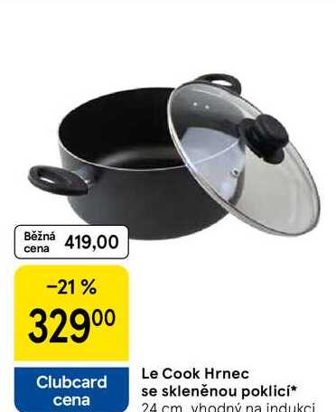 Le Cook Hrnec se skleněnou poklicí, 24 cm vhodný na indukci 