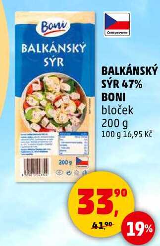 BALKÁNSKÝ SÝR 47% BONI bloček, 200 g 