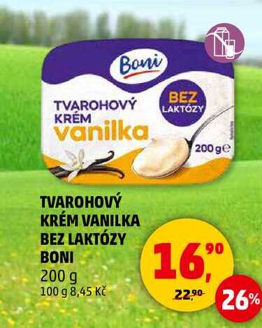 TVAROHOVÝ KRÉM VANILKA BEZ LAKTÓZY BONI, 200 g 