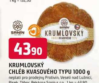 KRUMLOVSKÝ CHLÉB KVASOVÉHO TYPU 1000 g 