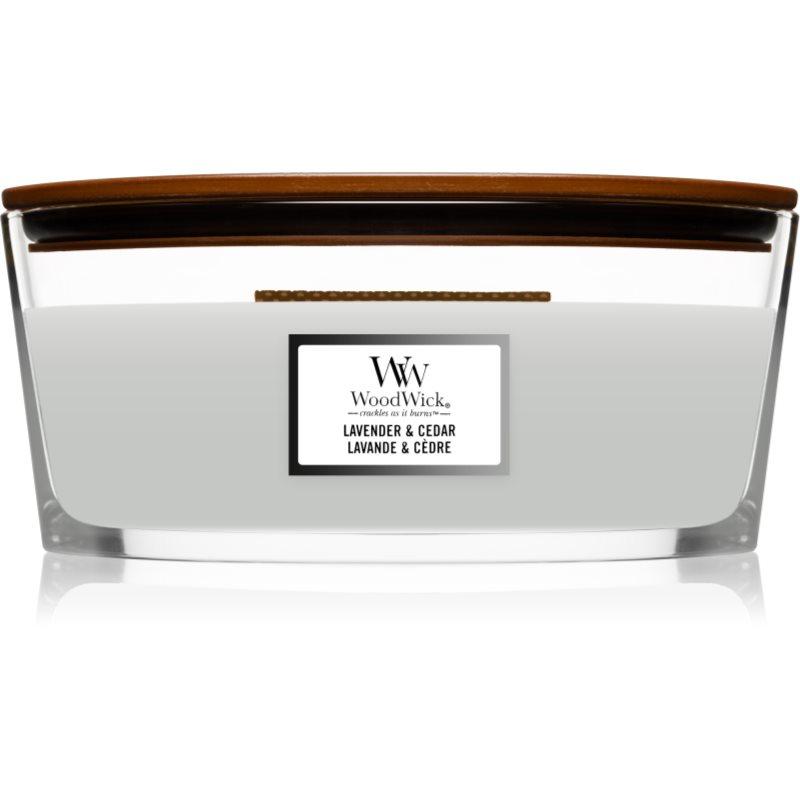Woodwick Lavender & Cedar vonná svíčka s dřevěným knotem (hearthwick) 453.6 g