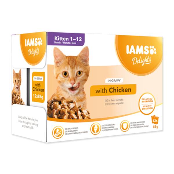 IAMS Delights Kuřecí v omáčce multipack kapsičky pro koťata 12x85g