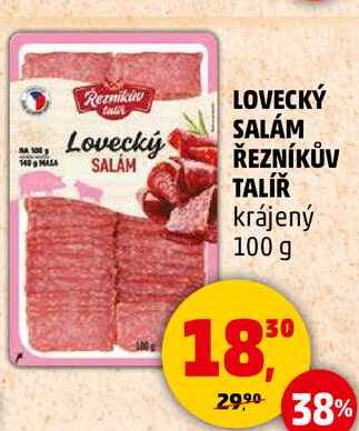 LOVECKÝ SALÁM ŘEZNÍKŮV TALÍŘ krájený, 100 g  