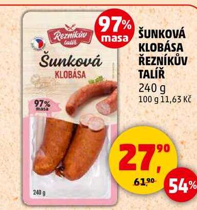 ŠUNKOVÁ KLOBÁSA ŘEZNÍKŮV TALÍŘ, 240 g 