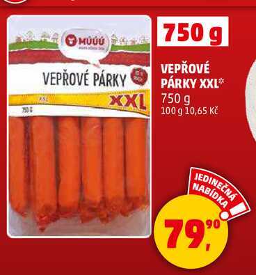 VEPŘOVÉ PÁRKY XXL, 750 g 