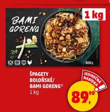 ŠPAGETY BOLOŇSKÉ/ BAMI GORENG, 1 kg  
