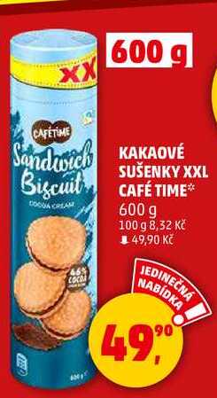 KAKAOVÉ SUŠENKY XXL CAFÉ TIME, 600 g v akci