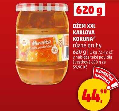 DŽEM XXL KARLOVA KORUNA různé druhy, 620 g 