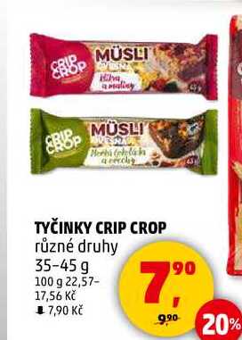MÜSLI TYČINKY CRIP CROP různé druhy, 35-45 g 