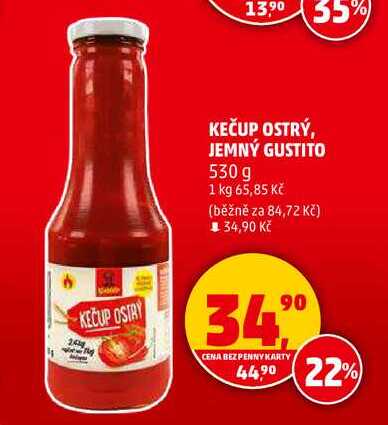 KEČUP OSTRÝ, JEMNÝ GUSTITO, 530 g  