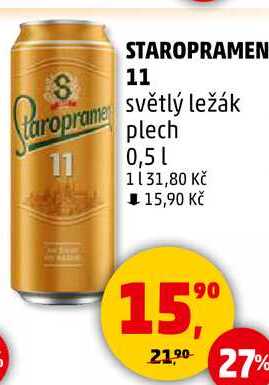 STAROPRAMEN 11 světlý ležák, plech, 0,5 l 
