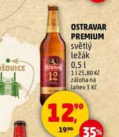 OSTRAVAR PREMIUM světlý ležák, 0,5 l  v akci