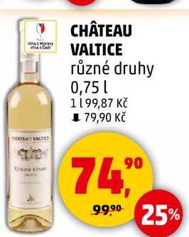 CHÂTEAU VALTICE různé druhy, 0,75 l