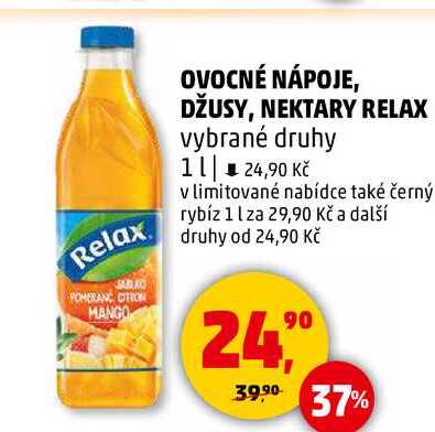 OVOCNÉ NÁPOJE, DŽUSY, NEKTARY RELAX vybrané druhy, 1 l 