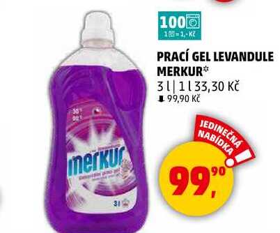 PRACÍ GEL LEVANDULE MERKUR, 3 l 