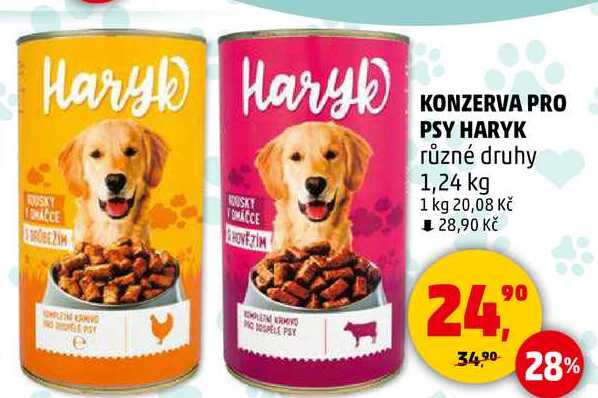 KONZERVA PRO PSY HARYK různé druhy, 1,24 kg  