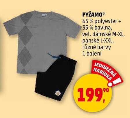 PYŽAMO 65% polyester + 35% bavlna, vel. dámské M-XL, pánské L-XXL, různé barvy, 1 balení 