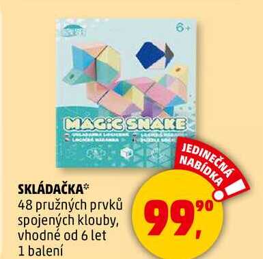 SKLÁDAČKA 48 pružných prvků spojených klouby, vhodné od 6 let, 1 balení 