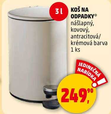 KOŠ NA ODPADKY nášlapný, kovový, antracitová/ krémová, 1 ks