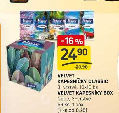 VELVET KAPESNÍKY BOX Cube, 3-vrstvé 56 ks, 1 box 