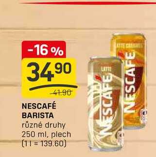 NESCAFÉ BARISTA různé druhy 250 ml, plech 