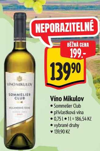   Víno Mikulov Sommelier Club přívlastková vína  0,75 l