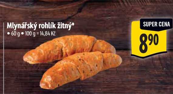 Mlynářský rohlík žitný  60 g 