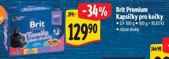 Brit Premium Kapsičky pro kočky, 12x 100 g