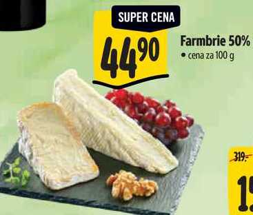 Farmbrie 50%, cena za 100 g 