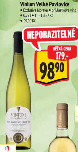 Vinium Velké Pavlovice Exclusive Morava, 0,75 l