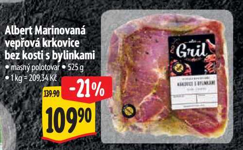 Albert Marinovaná vepřová krkovice bez kosti s bylinkami, 525 g