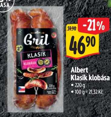 Albert Klasik klobása, 220 g