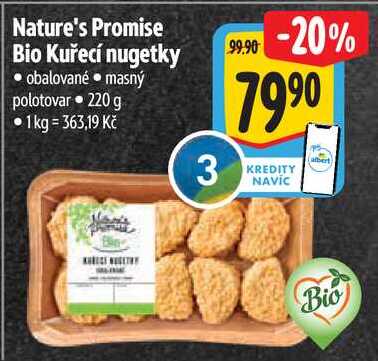 Nature's Promise Bio Kuřecí nugetky, 220 g