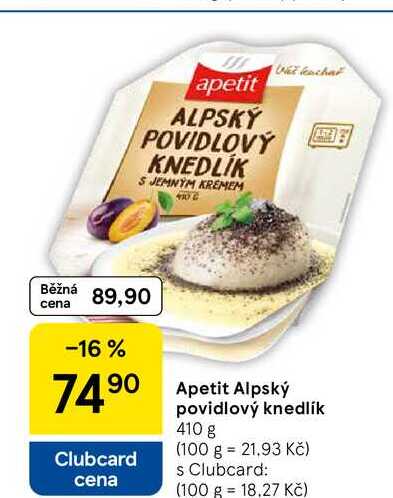 Apetit Alpský povidlový knedlík, 410 g  