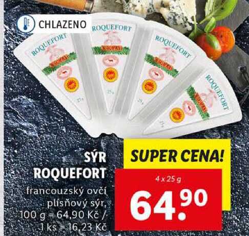 SÝR ROQUEFORT, 4x 25 g