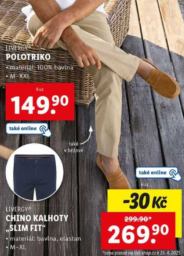 CHINO KALHOTY „SLIM FIT" 