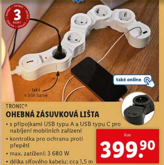 OHEBNÁ ZÁSUVKOVÁ LIŠTA 