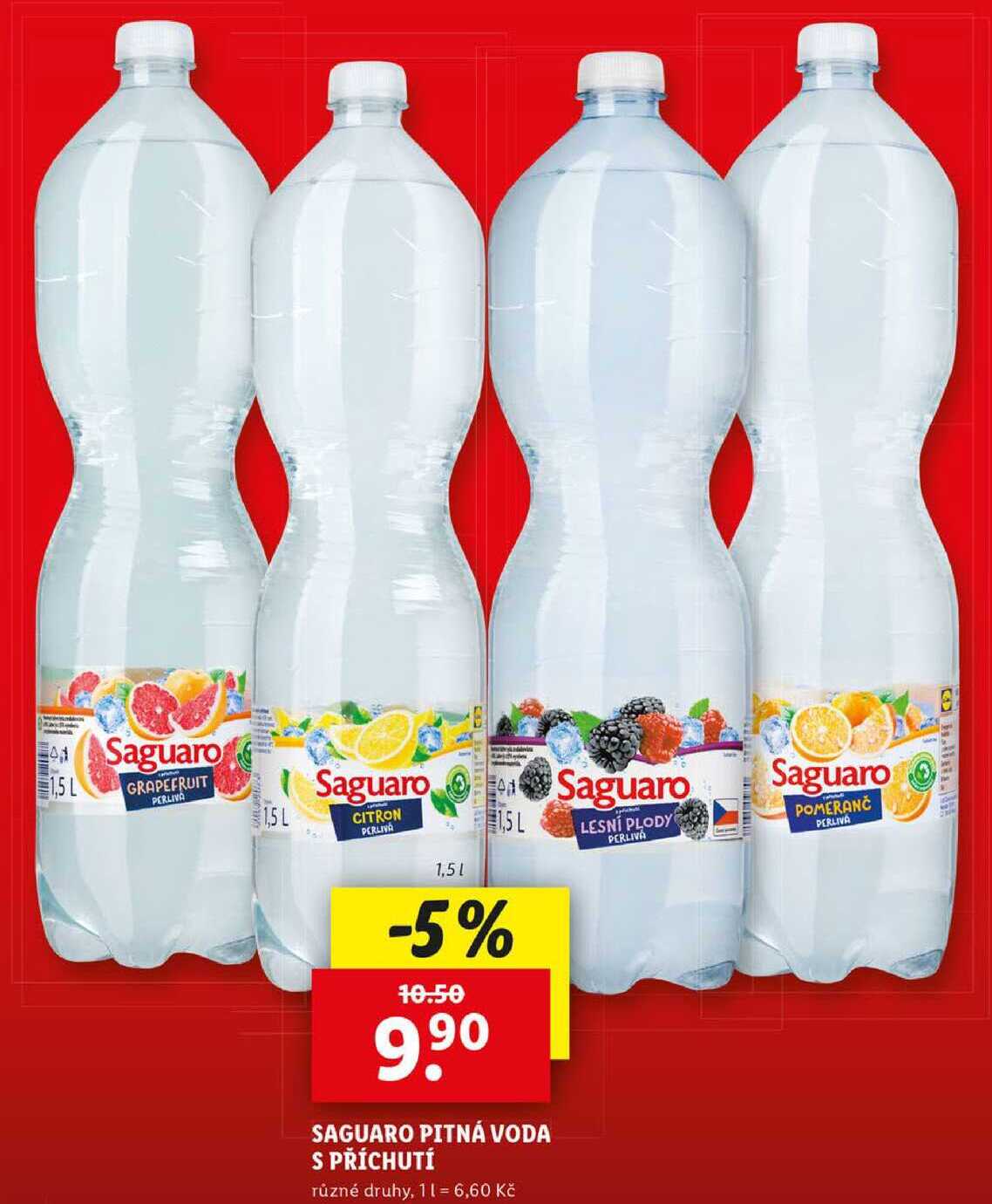 SAGUARO PITNÁ VODA S PŘÍCHUTÍ, 1,5 l