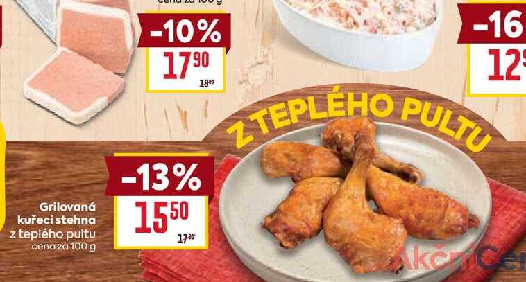 Grilovaná kuřecí stehna z teplého pultu cena za 100g