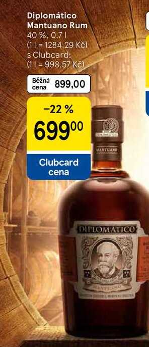 Diplomático Mantuano Rum 40%, 0,7 l
