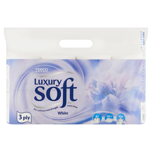 Tesco Luxury soft Toaletní papír, 8 rolí, 3 vrstvy, dva druhy  