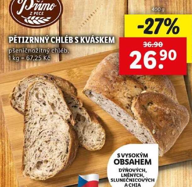 PĚTIZRNNÝ CHLÉB S KVÁSKEM, 400 g